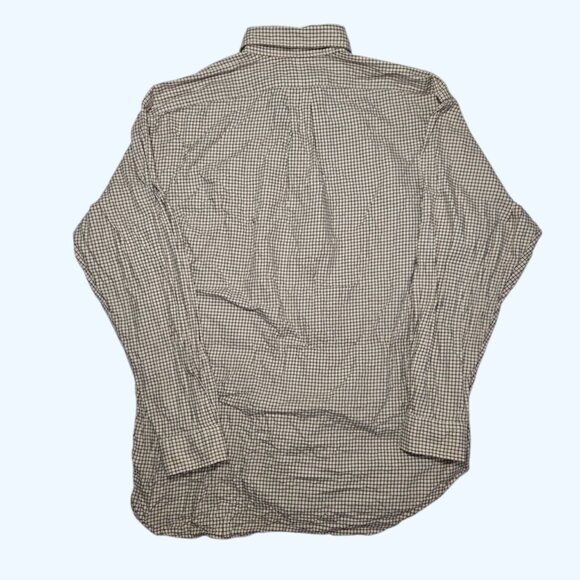 Ralph Lauren Blake Brown Beige Plaid Check Green Pony S/S Button Down Shirt L - Picture 3 of 5